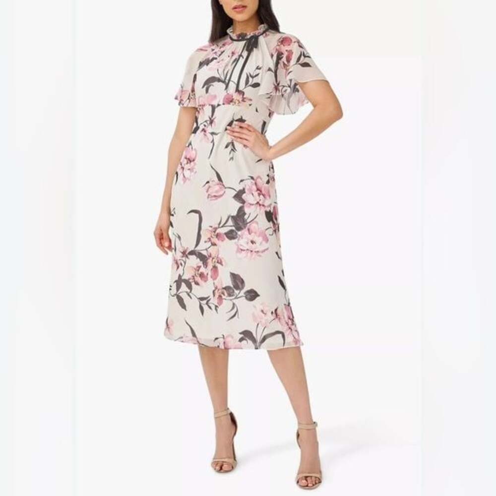 Adrianna Papell Floral Pink and White Dress - Picture 1 of 2